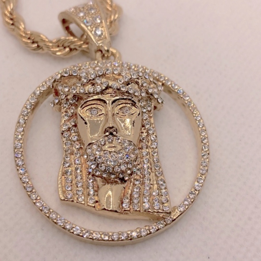 10k Yellow Gold Plated Religious Pendant 1.4"